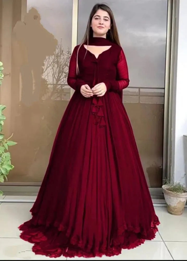 Stitched Party Wear Maxi 3pc Dress